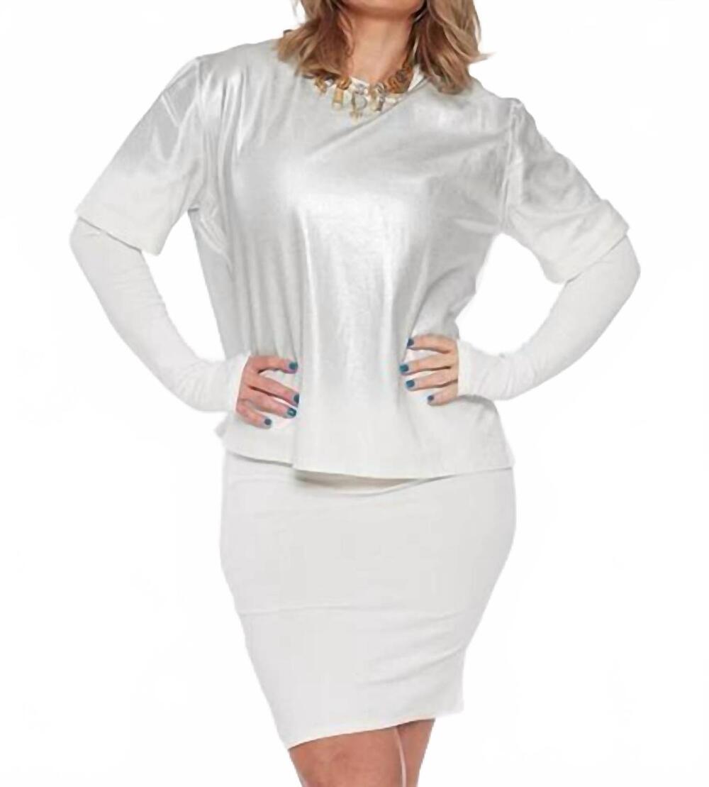 NEW CIRCULAR PATH doubled layer dress in metallic white